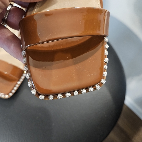 Steve Madden Women Sandals  Rhinestone Trim Stiletto Heeled Skinny Ankle Strap - Picture 5 of 11